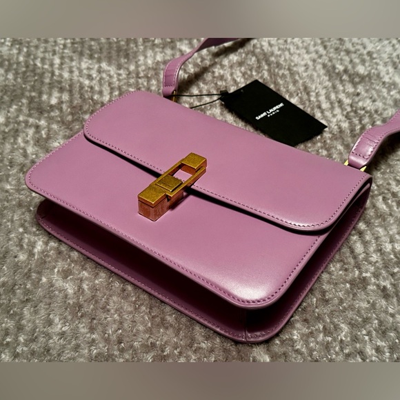 NWT Authentic YSL SAINT LAURENT Smooth Calfskin Carre Satchel Royal VIOLET $3100 - Picture 7 of 15